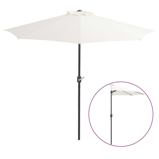 NNEVL Balcony Parasol with Aluminium Pole Sand 270x135 cm Half-1