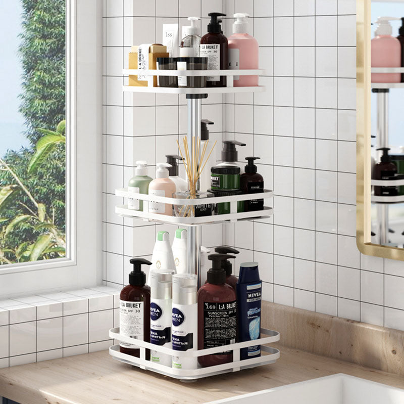 NNEAGS 3 Tier Steel White Square Rotating Multi-Function Kitchen Portable Storage Spice Seasoning Kitchen Countertop Organiser Shelf-4