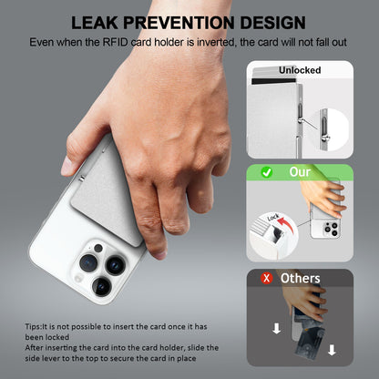 RFID Blocking Wallet Minimalist Slim Card Holder for Magsafe with Adjustable Stand, Metal Pop Up Magnetic Wallet  for Men TOYFID-3