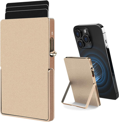 RFID Blocking Wallet Minimalist Slim Card Holder for Magsafe with Adjustable Stand, Metal Pop Up Magnetic Wallet  for Men TOYFID-7