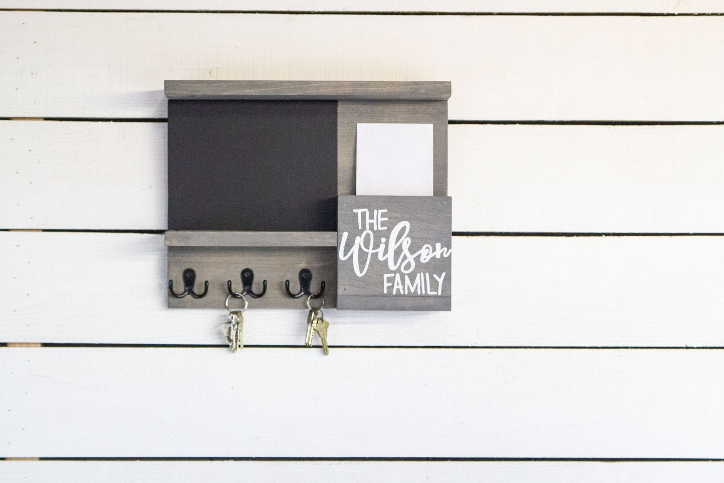 Small Home Command Center, Chalkboard, Mail Holder and Key Hooks-1