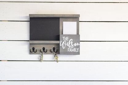 Small Home Command Center, Chalkboard, Mail Holder and Key Hooks-1