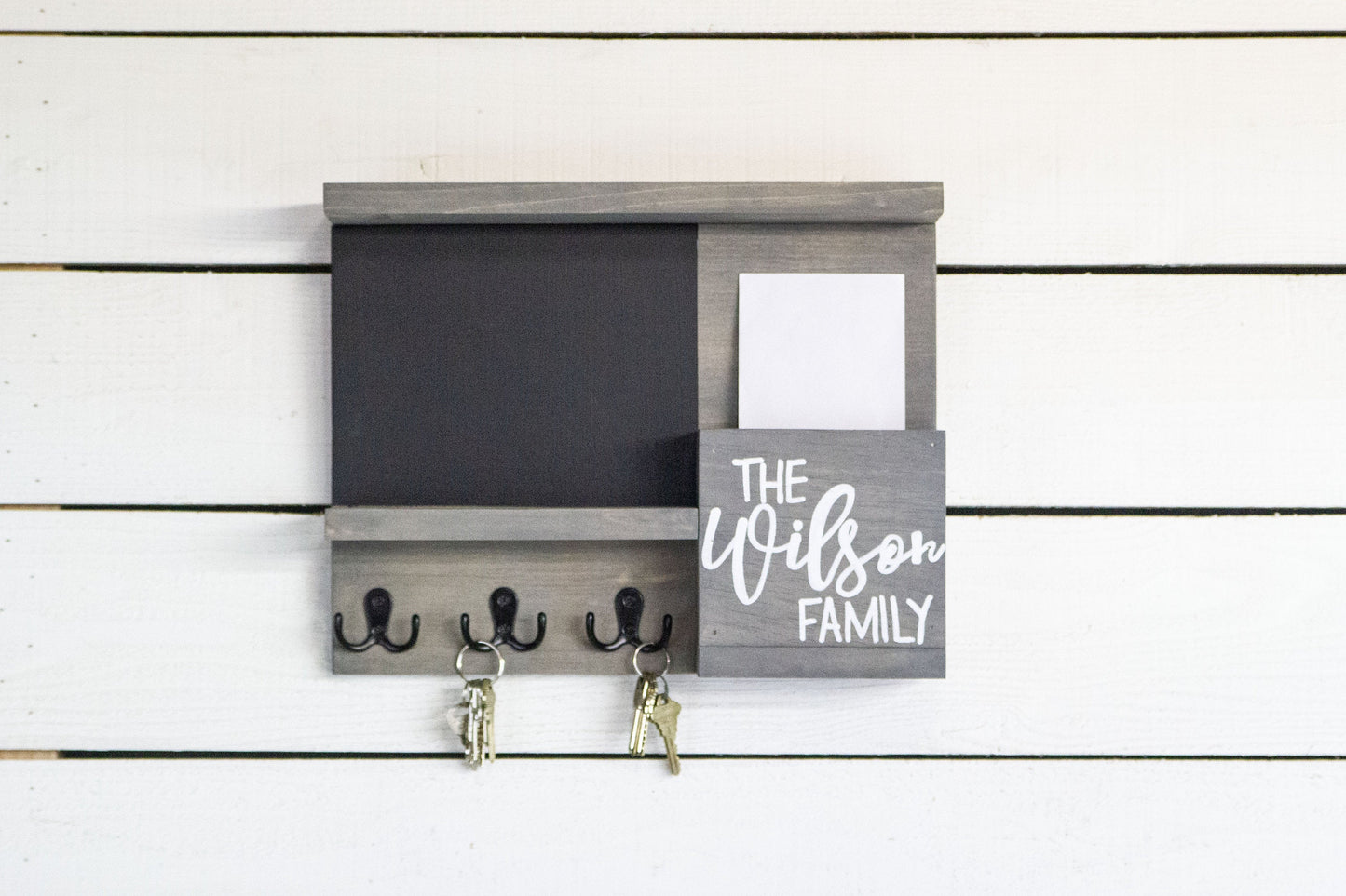 Small Home Command Center, Chalkboard, Mail Holder and Key Hooks-0