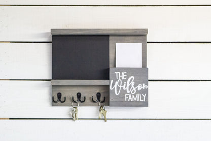 Small Home Command Center, Chalkboard, Mail Holder and Key Hooks-0